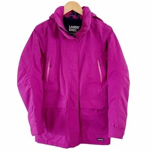 Lands End Womens Squall Coat Waterproof Hooded Winter Jacket Fuchsia Pink XS 2-4